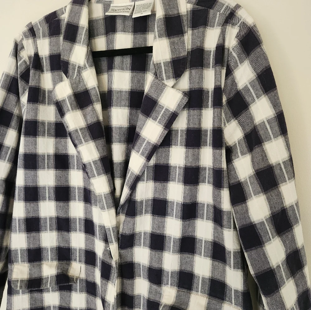 Vintage Plaid Cotton Blazer - Picture 3 of 7